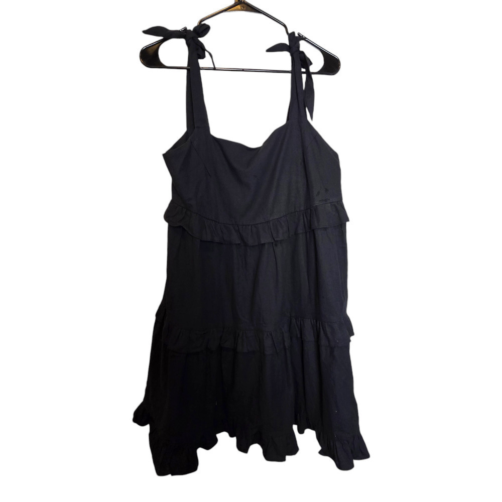 Idem Ditto black babydoll dress size large ruffled